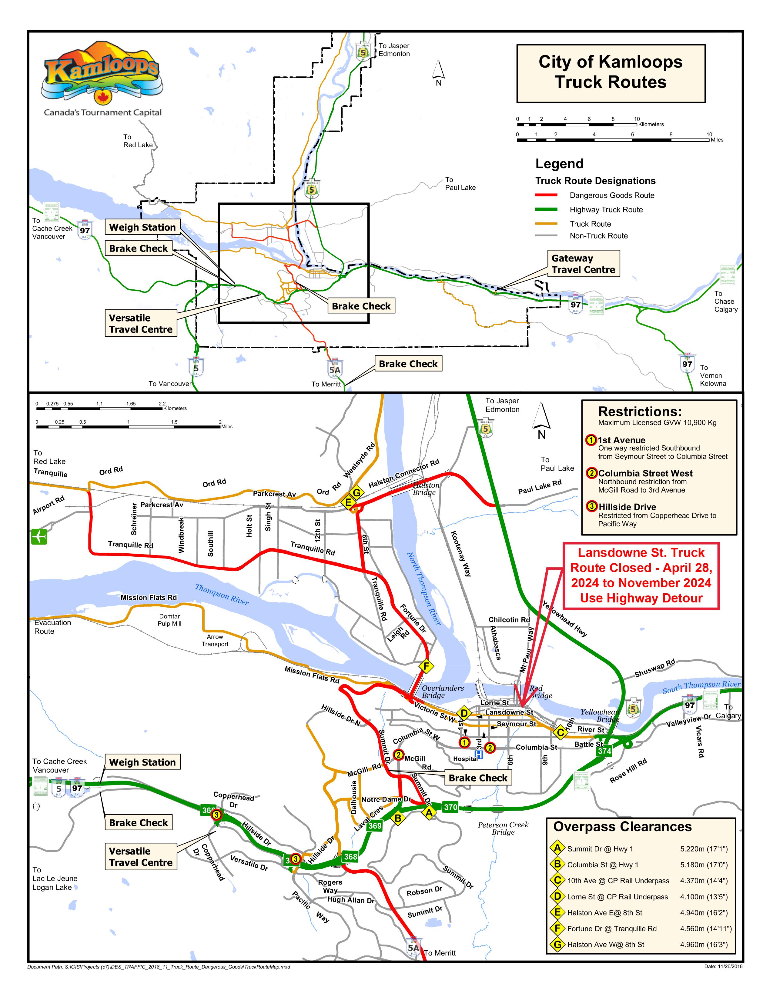 kamloops truck route map 