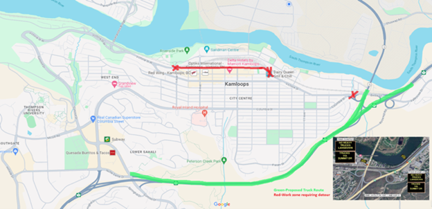 closed truck routes kamloops