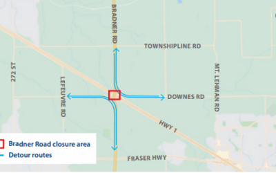 Upcoming Bradner Road Closures for Highway 1 Widening Project